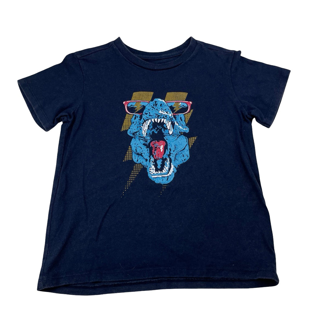 Boys Besico, navy cotton tee / top, dinosaur, FUC, size 4,  