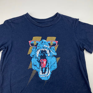 Boys Besico, navy cotton tee / top, dinosaur, FUC, size 4,  