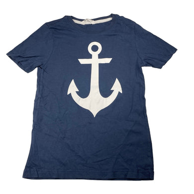 Boys H&M, navy cotton tee / top, anchor, EUC, size 9-10,  