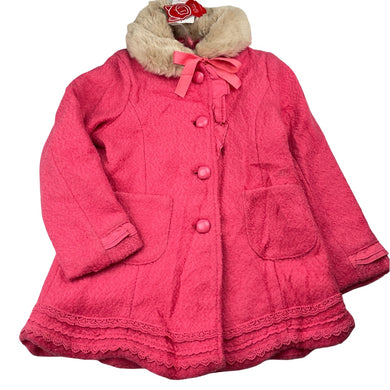 Girls PEPCO, pink wool blend jacket / coat, small mark right cuff, L: 50cm, NEW, size 5,  