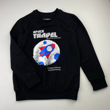 Load image into Gallery viewer, Boys Pantaloons Jnr, lightweight sweater / jumper, reversible sequin rocket, GUC, size 6-7,  