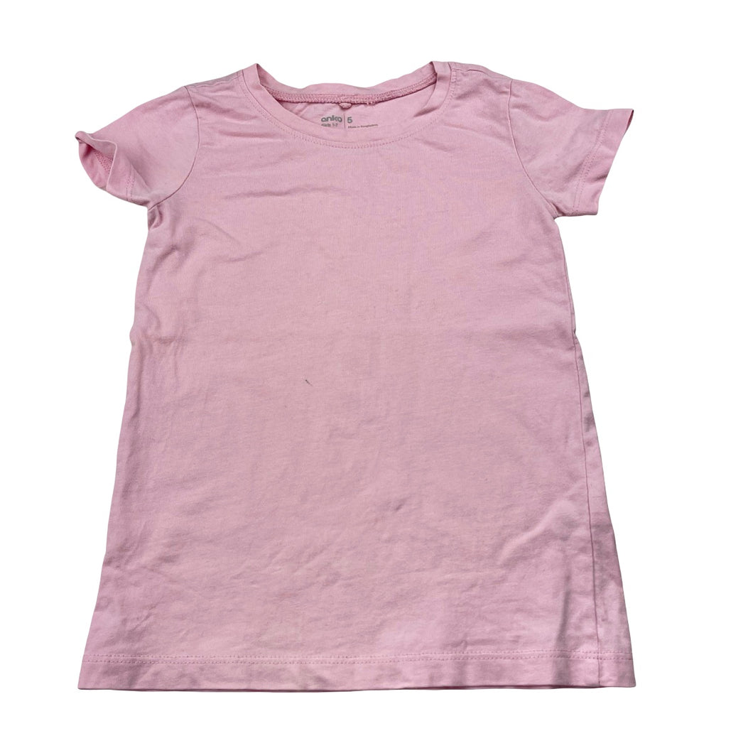 Girls Anko, pink cotton tee / top, mark on front, FUC, size 5,  