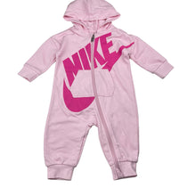 Load image into Gallery viewer, Girls Nike, pink zip hooded romper, marks on hood, FUC, size 00,  