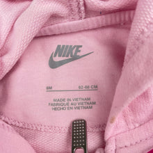 Load image into Gallery viewer, Girls Nike, pink zip hooded romper, marks on hood, FUC, size 00,  