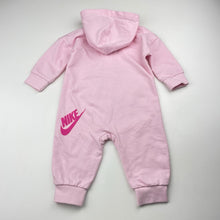 Load image into Gallery viewer, Girls Nike, pink zip hooded romper, marks on hood, FUC, size 00,  