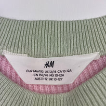 Load image into Gallery viewer, Girls H&amp;M`, pink &amp; green stripe cropped sweater / jumper, EUC, size 11-12,  