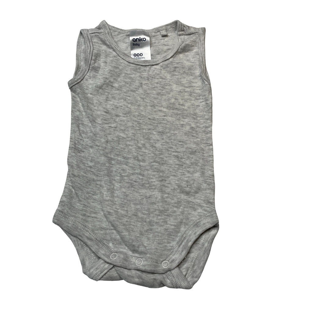 Unisex Anko, grey marle singletsuit / romper, GUC, size 000,  
