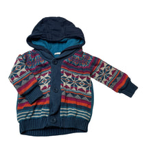 Load image into Gallery viewer, Unisex Jack &amp; Milly, lined knitted cotton hooded cardigan / sweater, wash fade, FUC, size 1,  