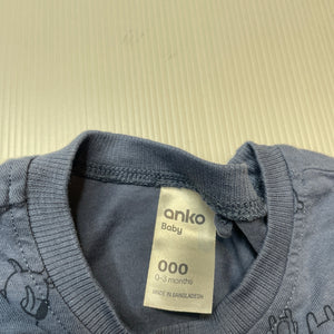 Boys Anko, cotton long sleeve tee / top, EUC, size 000,  