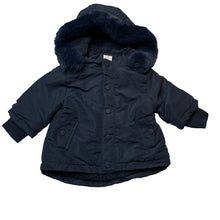 Load image into Gallery viewer, Girls Baby Berry, navy fleece lined hooded jacket / coat, EUC, size 0,  