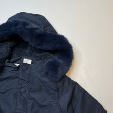 Load image into Gallery viewer, Girls Baby Berry, navy fleece lined hooded jacket / coat, EUC, size 0,  