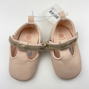 Shoes Dymples, lightweight pink & gold T-bar shoes, NEW, size 5,  