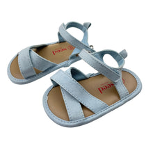 Load image into Gallery viewer, Shoes Seed, chambray cotton sandals, 6 - 12 months, EUC, size 2,  