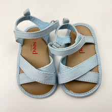 Load image into Gallery viewer, Shoes Seed, chambray cotton sandals, 6 - 12 months, EUC, size 2,  