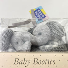 Load image into Gallery viewer, Shoes Liddle Ones, knitted cotton baby booties, elephants, NEW, size 0,  