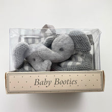 Load image into Gallery viewer, Shoes Liddle Ones, knitted cotton baby booties, elephants, NEW, size 0,  