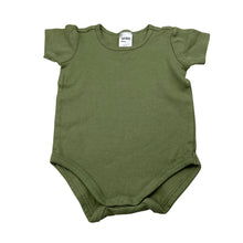 Load image into Gallery viewer, Unisex Anko, khaki organic cotton bodysuit / romper, EUC, size 0,  