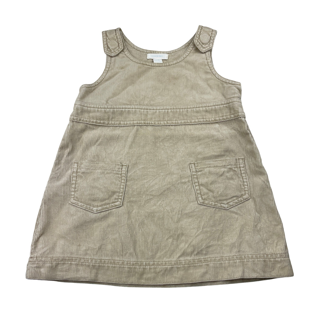 Girls Country Road, corduroy cotton overalls dress, light marks, FUC, size 1, L: 43cm