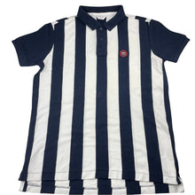 Load image into Gallery viewer, Boys US Polo Assn, navy stripe cotton polo shirt top, GUC, size 13-14,  