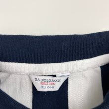 Load image into Gallery viewer, Boys US Polo Assn, navy stripe cotton polo shirt top, GUC, size 13-14,  