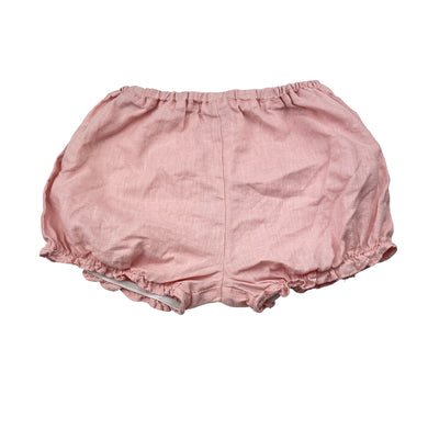 Girls handmade, linen blend shorts, elasticated, no size, W: 25.5cm across unstretched, FUC, size 3-4,  