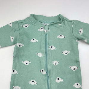 Unisex Anko, cotton zip coverall / romper, koalas, EUC, size 0000,  