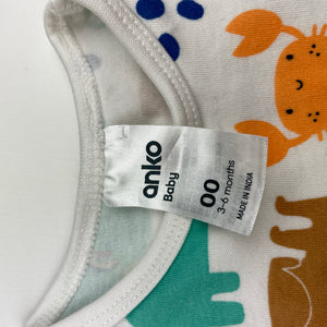 Unisex Anko, colourful cotton bodysuit / romper, EUC, size 00,  