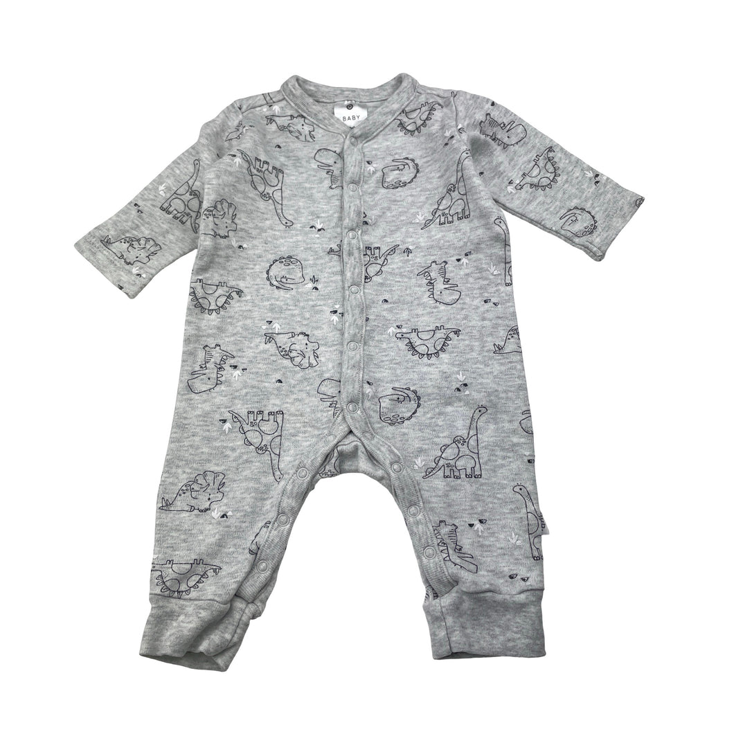 Unisex Target, grey cotton romper, dinosaurs, EUC, size 0000,  