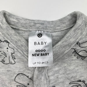 Unisex Target, grey cotton romper, dinosaurs, EUC, size 0000,  