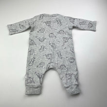 Load image into Gallery viewer, Unisex Target, grey cotton romper, dinosaurs, EUC, size 0000,  