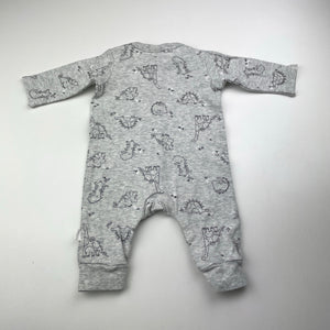 Unisex Target, grey cotton romper, dinosaurs, EUC, size 0000,  