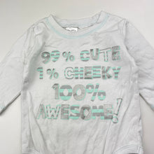 Load image into Gallery viewer, Boys Tiny Little Wonders, white cotton bodysuit / romper, GUC, size 00,  