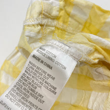 Load image into Gallery viewer, Girls David Jones, yellow check crinkle cotton dress, small marks chest, FUC, size 5, L: 58cm
