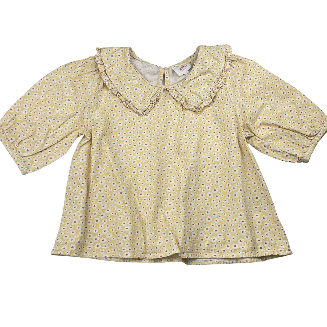 Girls Seed, floral cotton top, GUC, size 9,  