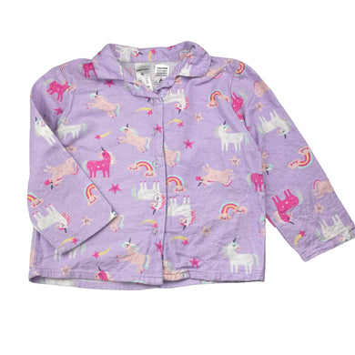 Girls Brilliant Basics, flannel cotton pyjama top, unicorns, FUC, size 4,  