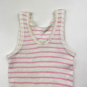 Girls Bonds, pink stripe ribbed cotton singlet top, GUC, size 000,  