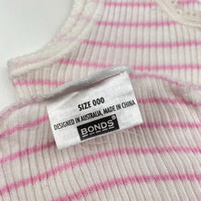 Load image into Gallery viewer, Girls Bonds, pink stripe ribbed cotton singlet top, GUC, size 000,  