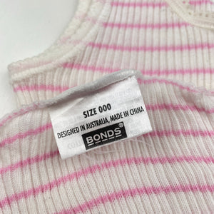 Girls Bonds, pink stripe ribbed cotton singlet top, GUC, size 000,  