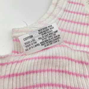 Girls Bonds, pink stripe ribbed cotton singlet top, GUC, size 000,  