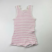 Load image into Gallery viewer, Girls Bonds, pink stripe ribbed cotton singlet top, GUC, size 000,  