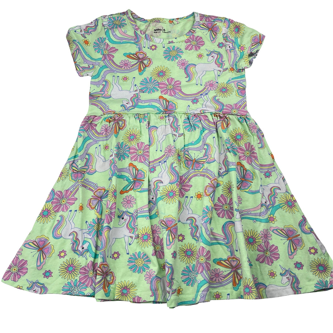 Girls Anko, cotton dress, unicorns, FUC, size 5, L: 53cm