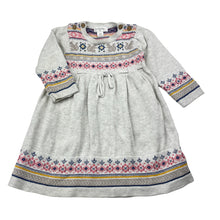 Load image into Gallery viewer, Girls purebaby, organic cotton / wool knit dress, marks back left cuff, FUC, size 00, L: 37cm