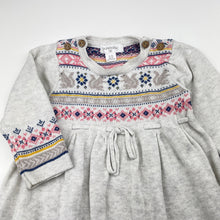 Load image into Gallery viewer, Girls purebaby, organic cotton / wool knit dress, marks back left cuff, FUC, size 00, L: 37cm