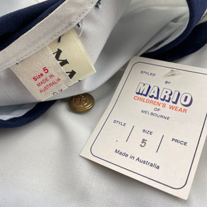 Boys MARIO, vintage sailor / nautical suit / outfit, elasticated, Inside leg: 48cm, NEW, size 5,  