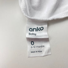 Load image into Gallery viewer, Unisex Anko, white cotton singlet top, EUC, size 0,  