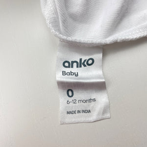 Unisex Anko, white cotton singlet top, EUC, size 0,  