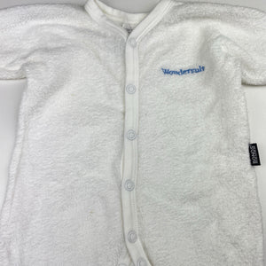 Unisex Bonds, classic terry wondersuit coverall / romper, small light mark, FUC, size 00,  