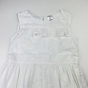 Girls Kids & Co, lined broderie cotton dress, EUC, size 7, L: 64cm