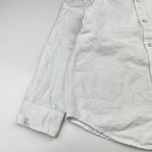 Load image into Gallery viewer, Boys Cotton On, white cotton long sleeve shirt, mark right cuff, FUC, size 7,  