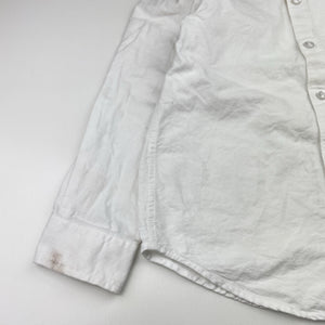 Boys Cotton On, white cotton long sleeve shirt, mark right cuff, FUC, size 7,  